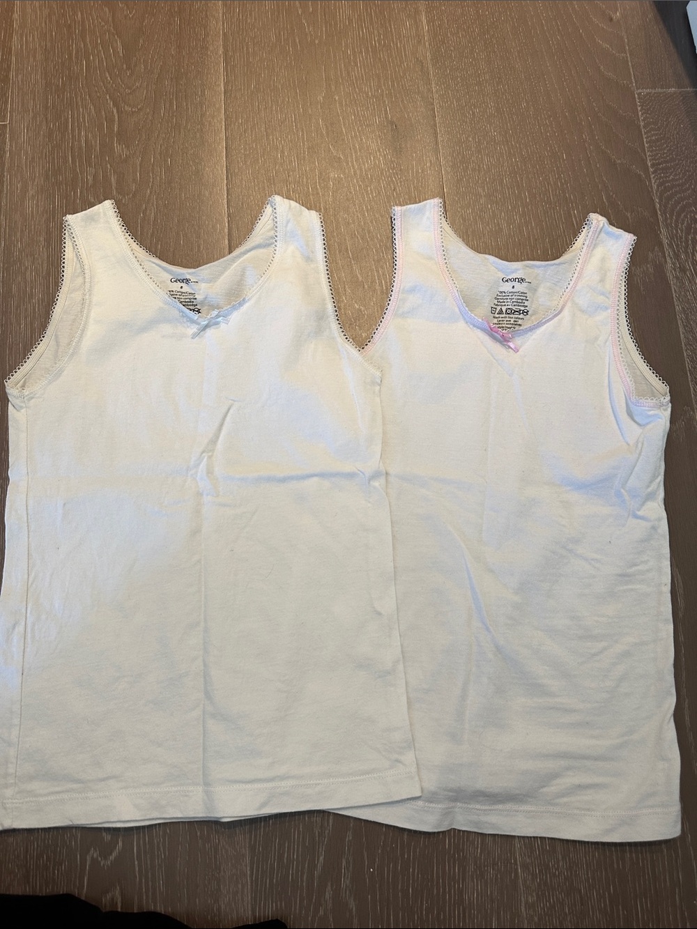 George Girls' Vests - 2 Pack Size 8 medium
